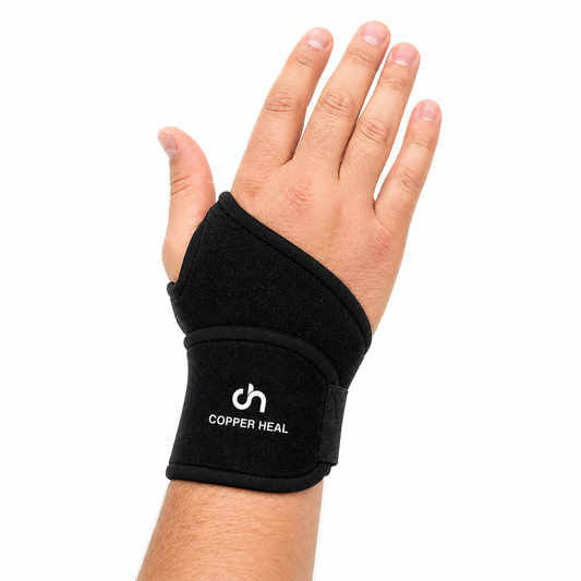 Copper Heal® Muñequera Corta Ajustable – Soporte para Muñeca, Compresión y Ajuste Personalizado para Uso Diario y Deportivo