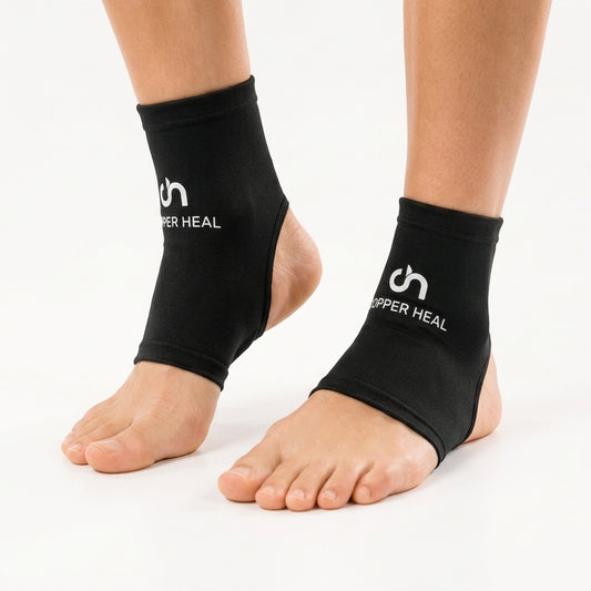 Copper Heal® Par De Tobilleras de Compresión – Soporte para Tobillo, Ajuste Cómodo y Flexible para Uso Diario y Deportivo