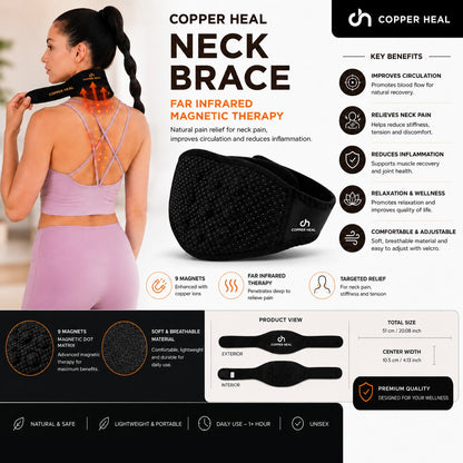 Copper Heal® Soporte Cervical para Cuello – Collar Térmico Ajustable para Alivio y Compresión