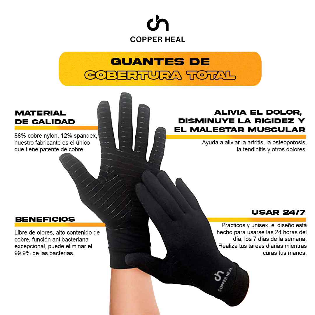 Guantes completos de compresión de cobre para artritis